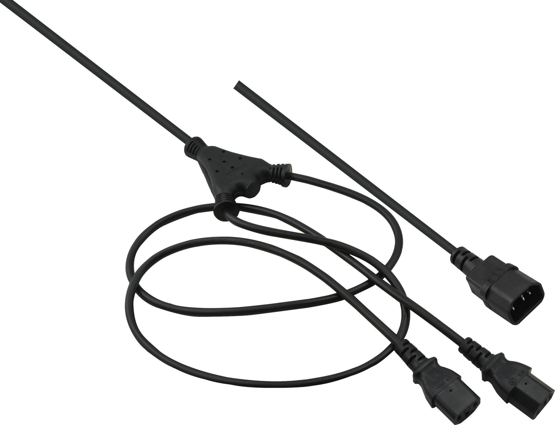Cavo di prolunga a Y per dispositivo freddo Helos, 2 x C13 a C14, nero, 2,0 m