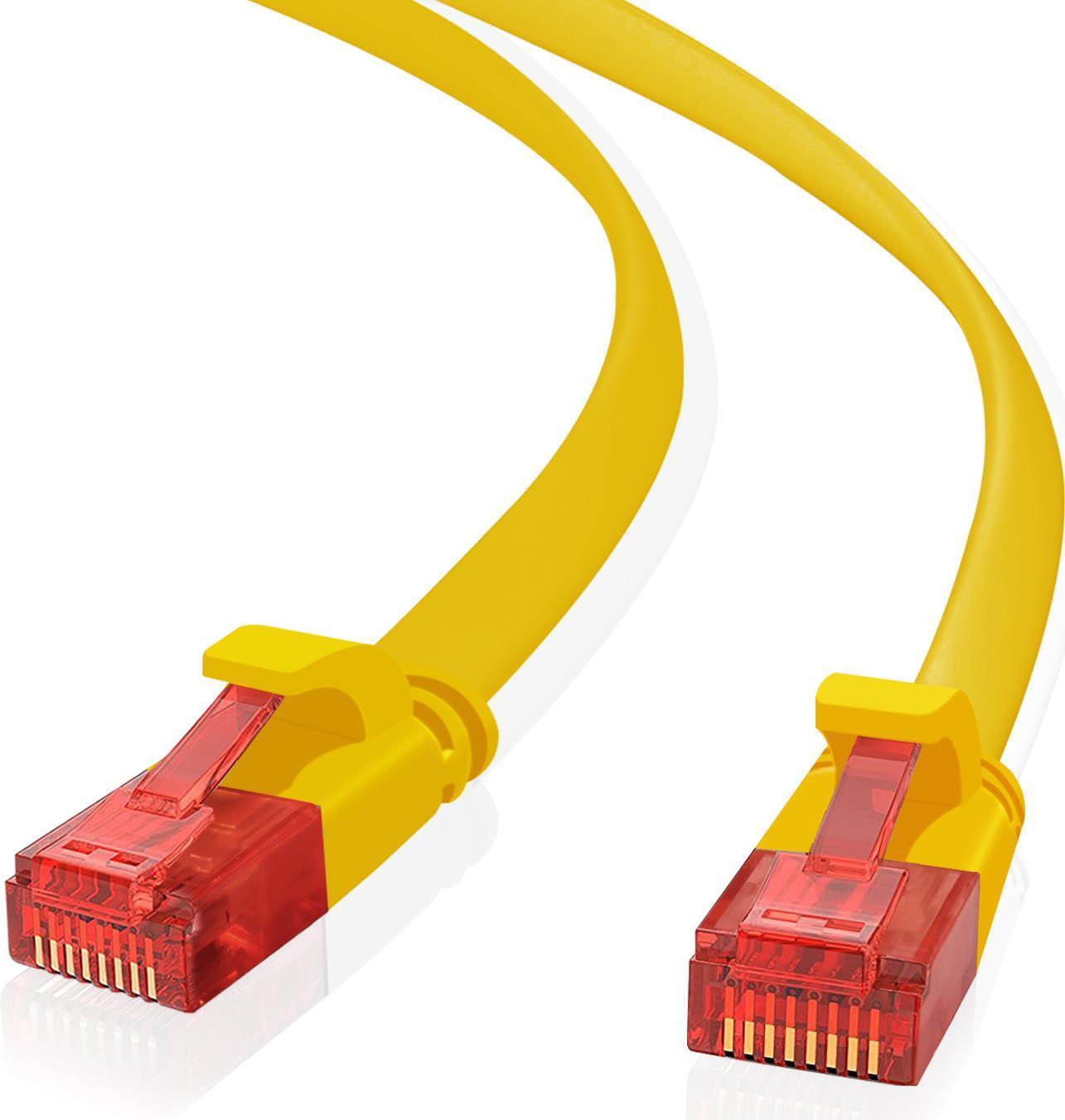 Cavo patch ultra piatto Helos U/UTP Cat 6 giallo 0,5 m