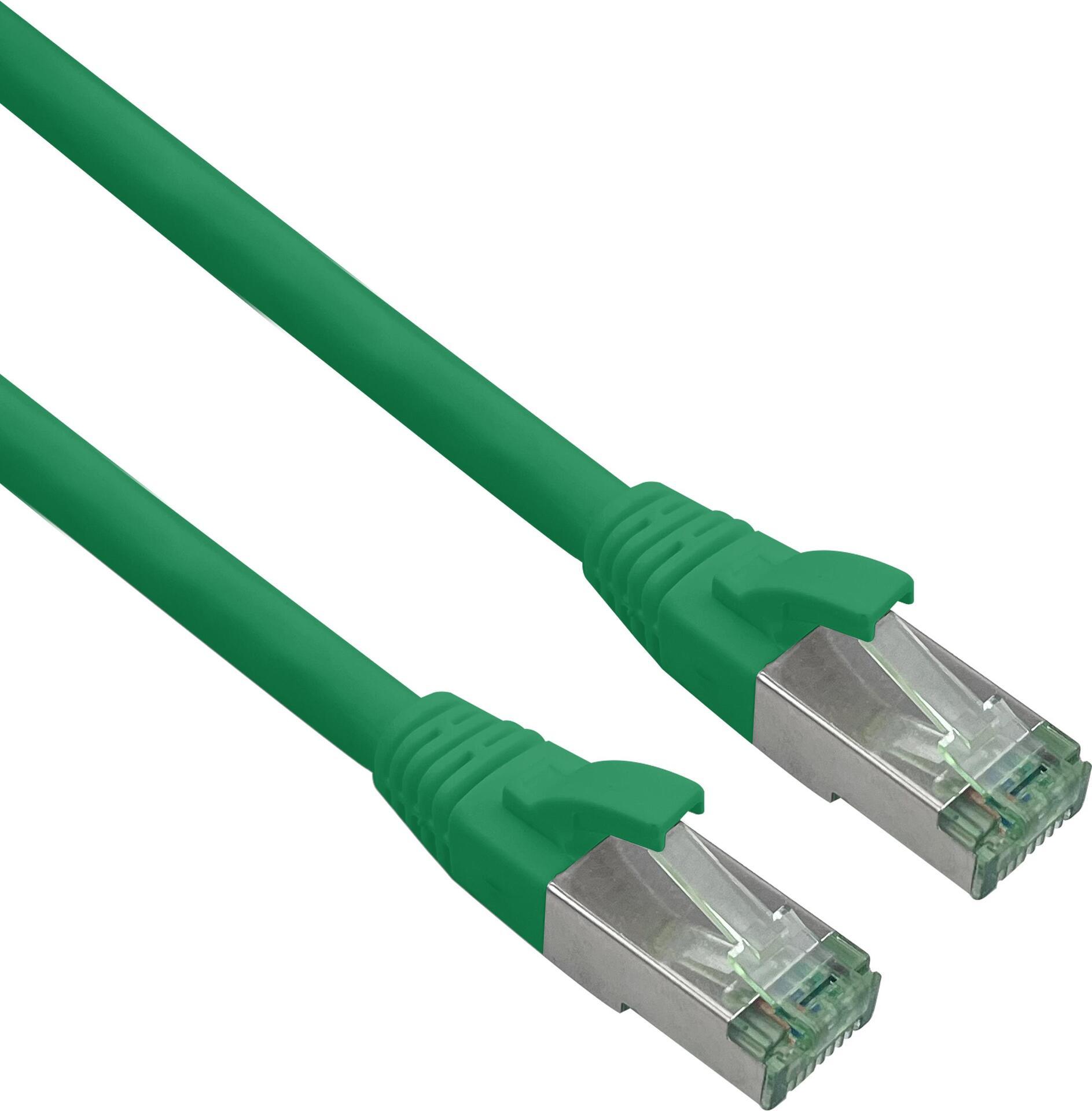 Cavo patch Cat 6a certificato Helos GRS con cavo grezzo Cat 7 TPE verde 1,0 m