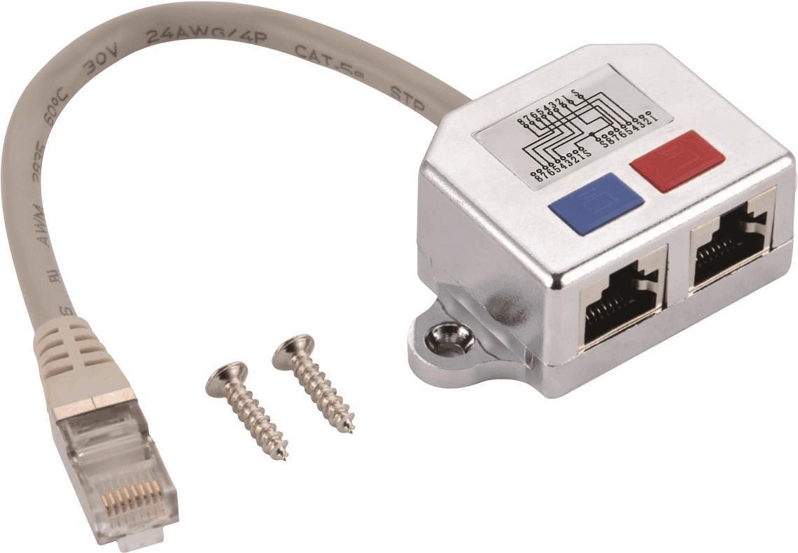 Helos T-Adapter Cat 5e ISDN/ISDN Adattatore per condivisione cavi 0,15 m