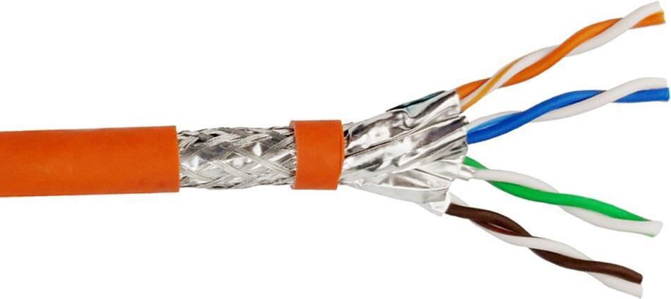 Cavo di installazione Helos, Cat 7, S/FTP, PiMF, LSZH, arancione, tamburo da 500 m