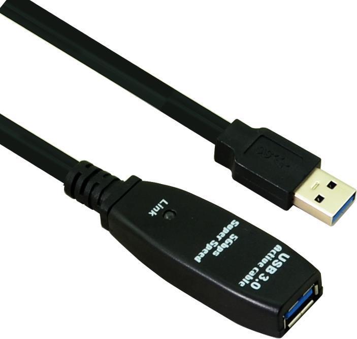 Cavo prolunga Helos attivo, USB 3.1 A maschio/A femmina, 10,0 m, nero