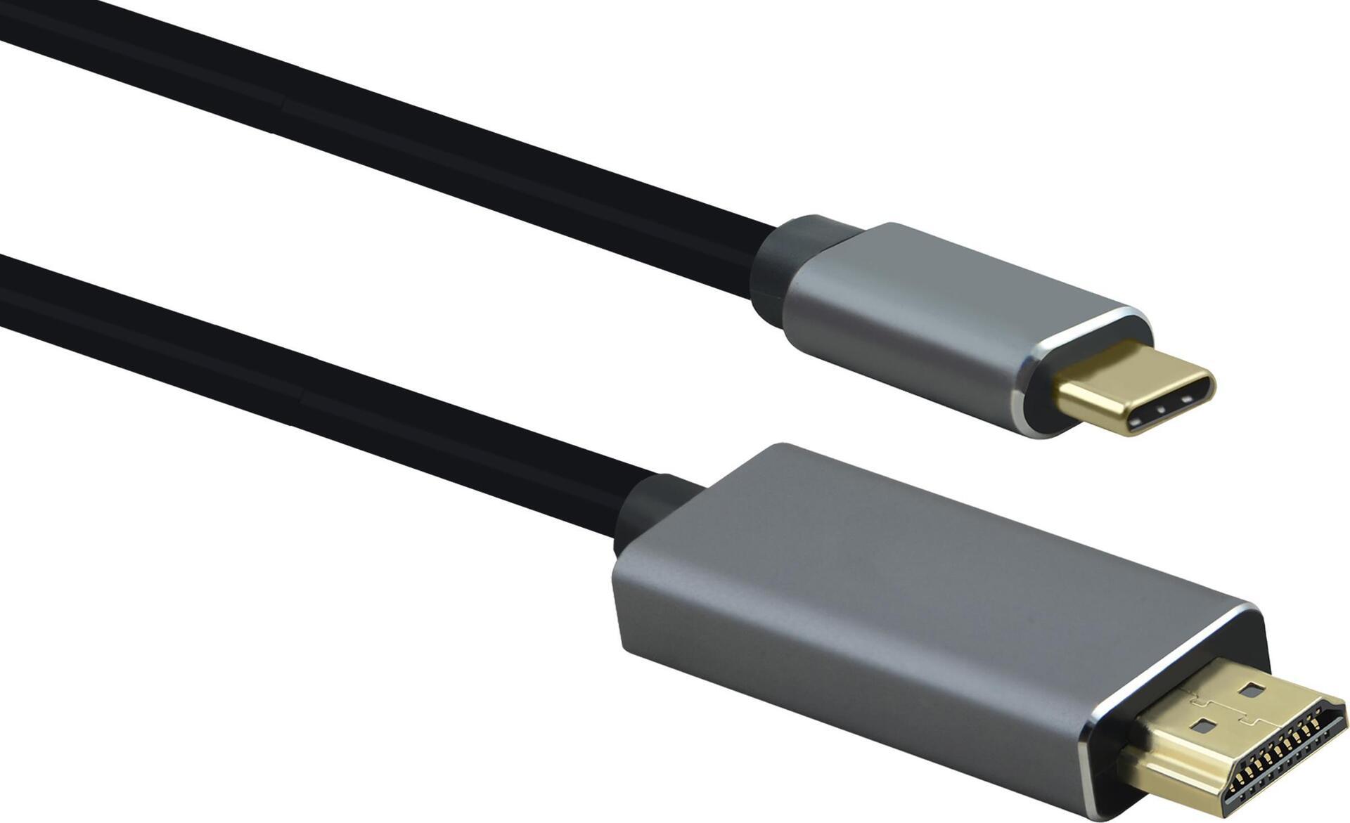 Cavo di collegamento Helos, USB 3.1 Type-C/HDMI St., PREMIUM, 1,8 m, nero