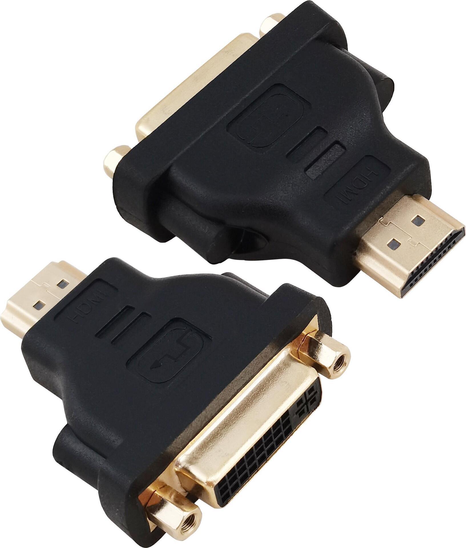 Adattatore Helos placcato oro, HDMI maschio/DVI femmina, 4K, nero