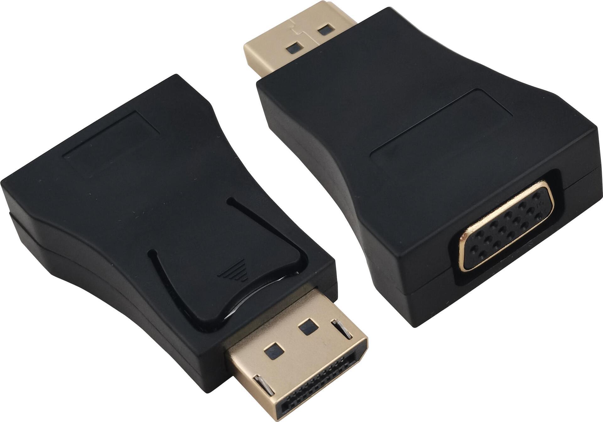 Adattatore Helos placcato oro, DisplayPort maschio/VGA femmina, nero