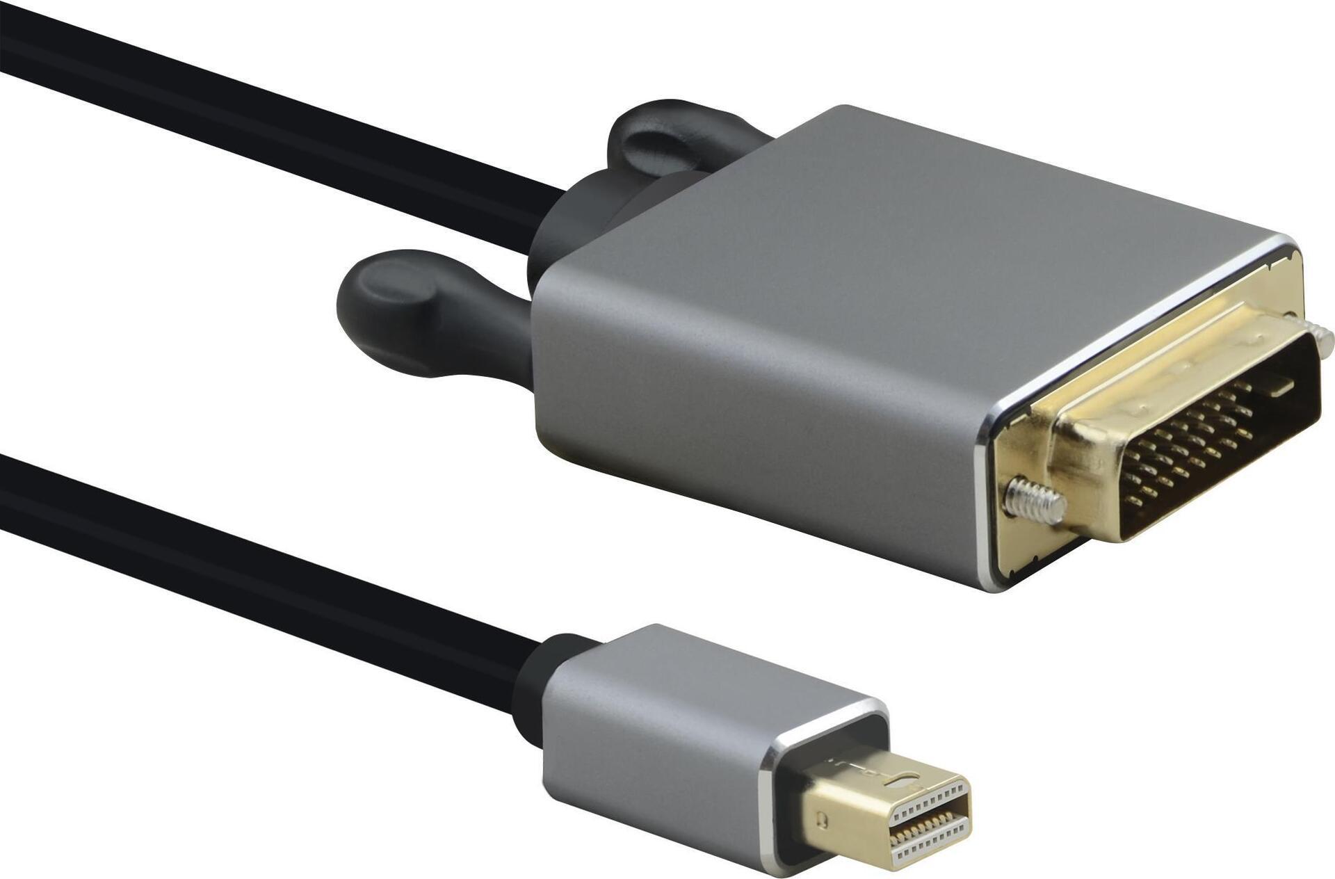 Cavo di collegamento Helos, mini DisplayPort St./DVI St., PREMIUM, 1,0 m, nero