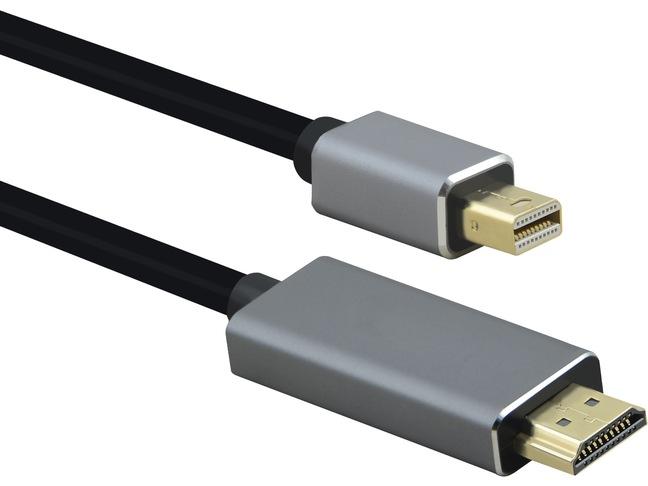 Cavo di collegamento Helos, mini DisplayPort maschio/HDMI maschio, PREMIUM 4K, 3,0 m, nero