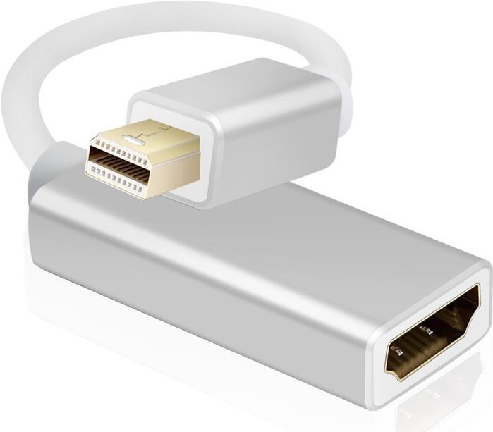 Cavo adattatore Helos, spina mini DisplayPort/presa HDMI, PREMIUM 4K, argento
