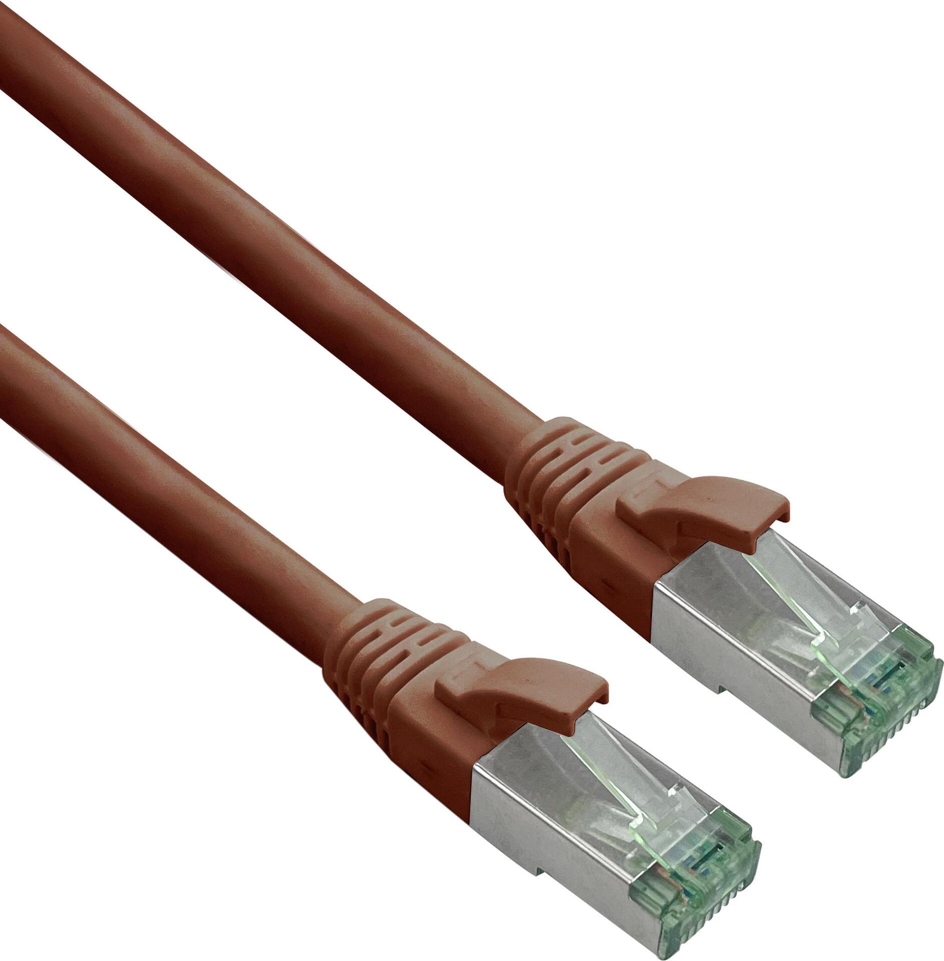 Cavo patch Cat 6a certificato Helos GRS con cavo grezzo Cat 7 TPE marrone 3,0 m