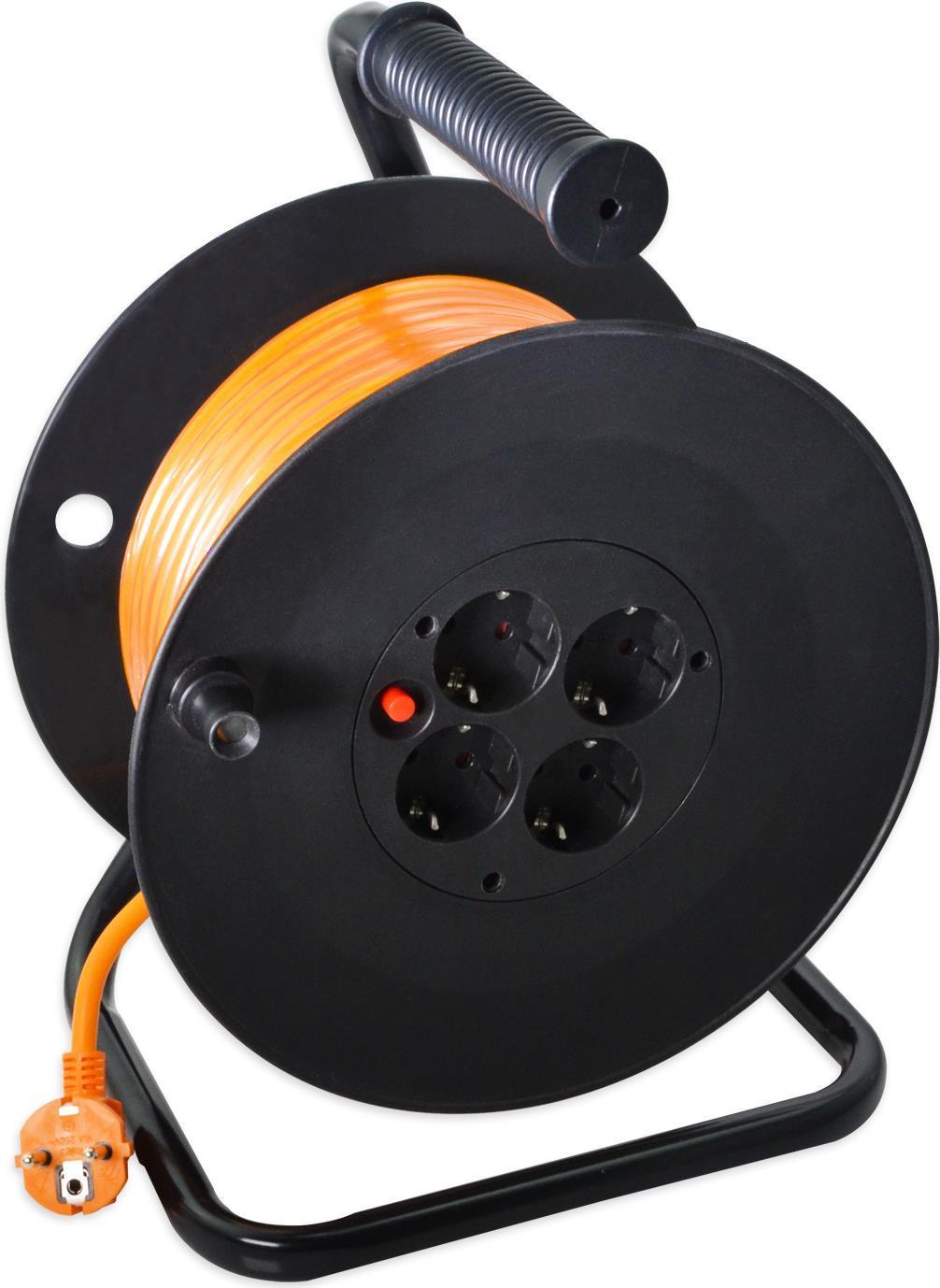HELOS - Ruolo di lezione - AC 250 V - Ingresso ingresso CEE 7/7 - Collegamenti di uscita 4 (CEE 7/7) - Cordo da 50 m - Nero ara