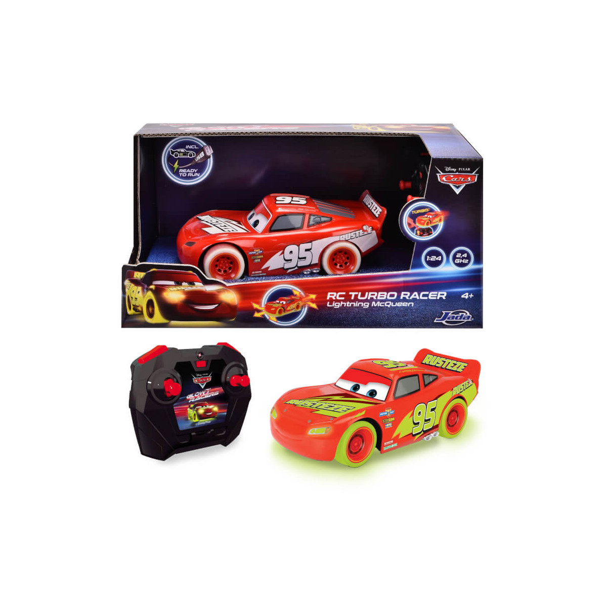 Auto RC Glow Racers - Saetta McQueen 17 cm 2,4 GHz