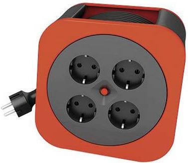 REV Cable Box S - Ruolo di estensione - AC 230 V - 3000 watt - Collegamenti di uscita: 4 (4 x tensione) - 10,0m - rosso (001001