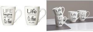 Ritzenhoff & Breker Coffee Mug Life Deloings, 590 ml di porcellana, lavastoviglie -safe, 2 motivi ordinati - 4 pezzi (421613)