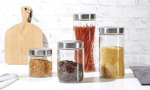 Litzenhoff & Breker Storage Glass "Vio", rotondo, 2,1 L in vetro, con tappi a vite in acciaio inossidabile, - 4 pezzi (812107)