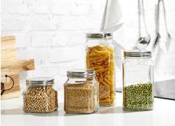 Ritzenhoff & Breker Storage Glass "Vio", angolare, 1,9 L in vetro, con tappi a vite in acciaio inossidabile, - 4 pezzi (812145)