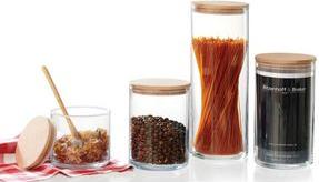 Ritzenhoff & Breker Storage Glass "FAIA", rotondo, 1,0 L realizzato in vetro, cilindrico, coperchio in legno di faggio con sili