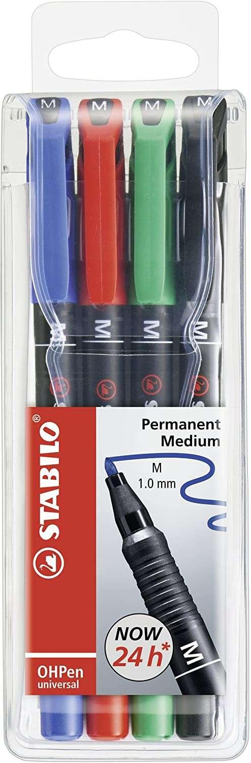STABILO OHPen universal permanent 4 Pack marcatore permanente Tipo di punta Nero Blu Verde Rosso 4 pz