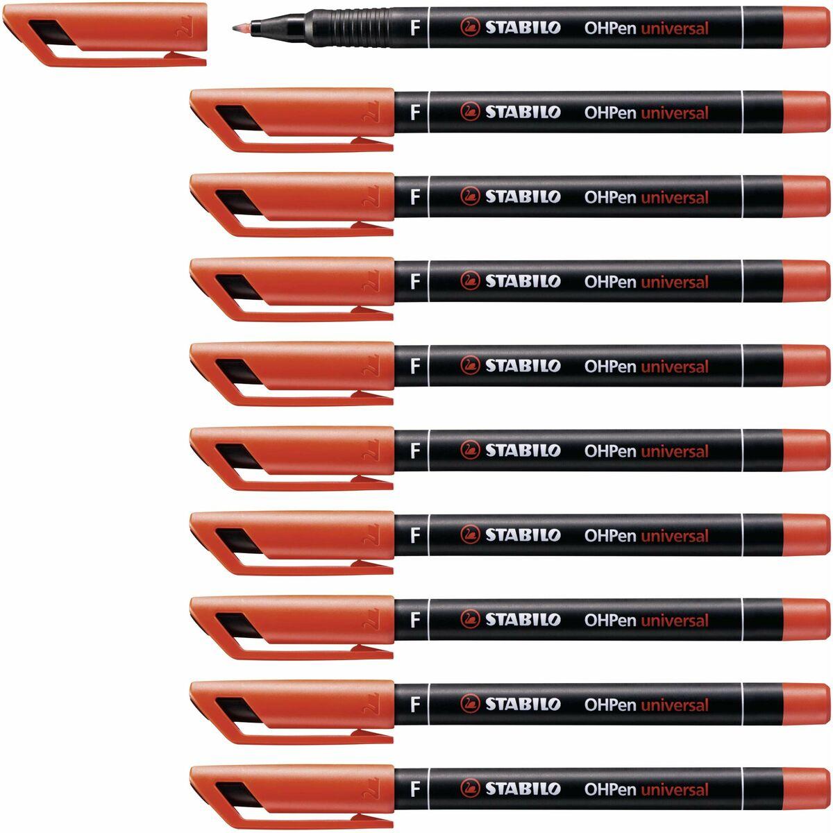 Marcatore permanente Stabilo OHPen Rosso 10 Pezzi