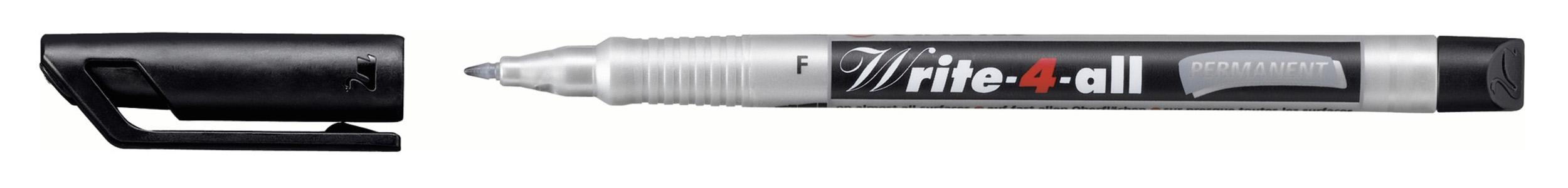 STABILO Write-4-all marcatore permanente Nero 1 pz (STABILO Write-4-All Fine Permanent Marker 0.7mm Line Black Pack 10 - 156/46)