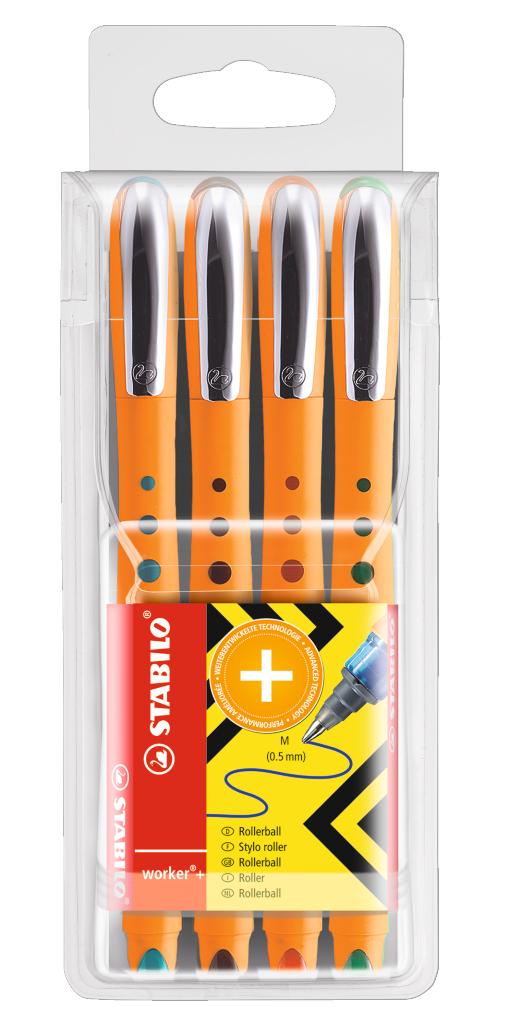 STABILO worker Penna stick a sfera Nero Blu Verde Multicolore Rosso 4 pz