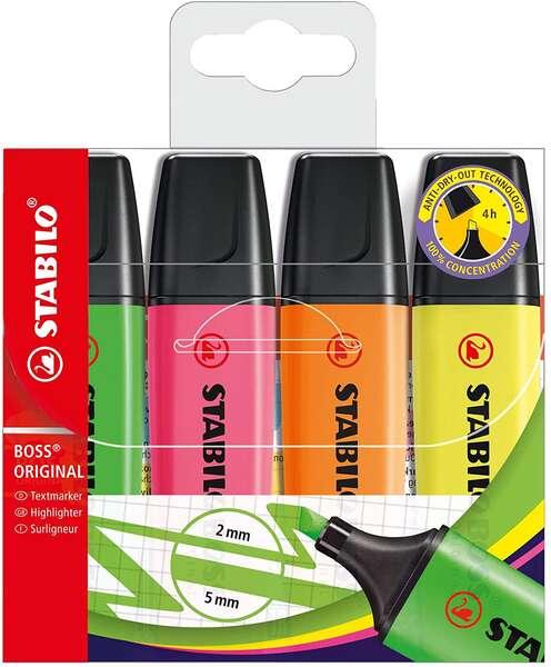 STABILO BOSS ORIGINAL evidenziatore 4 pz Punta smussata Multi