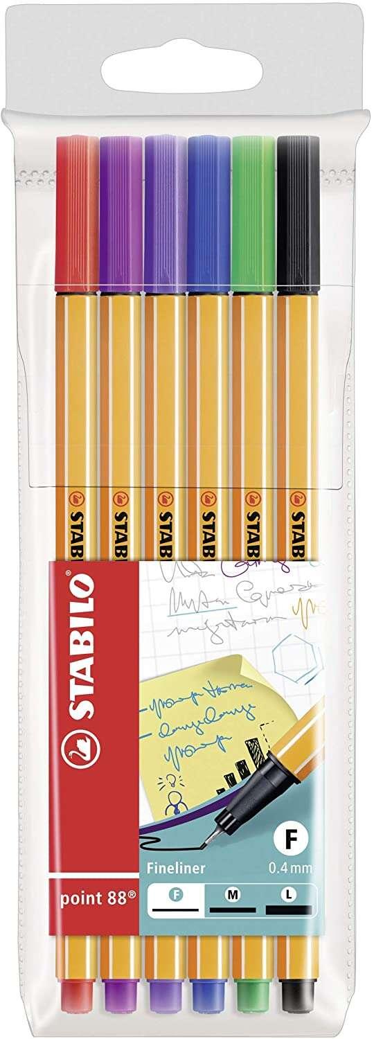 STABILO point 88 penna tecnica Nero Blu Verde Lillà Rosso Viola 6 pz