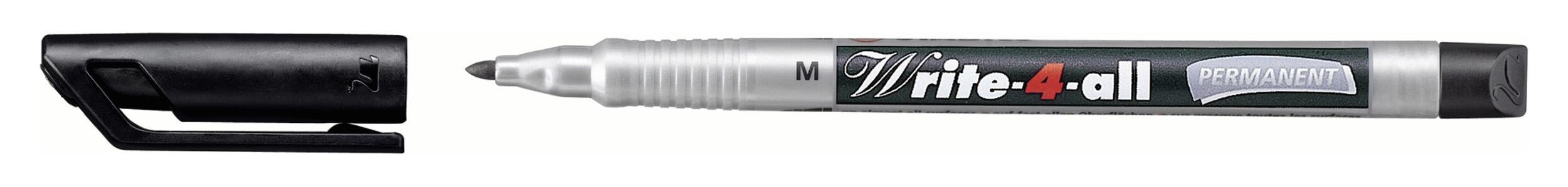 STABILO Write-4-all marcatore permanente Nero 1 pz (STABILO Write-4-All Medium Permanent Marker 1mm Line Black Pack 10 - 146/46)