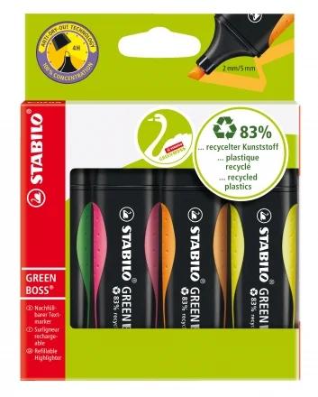 STABILO GREEN BOSS evidenziatore 4 pz Punta smussata Verde Arancione Rosa Giallo