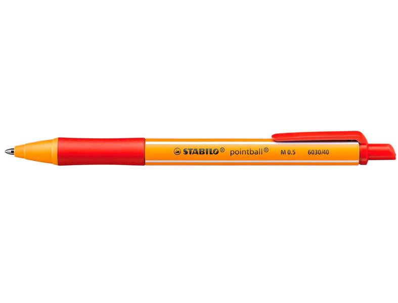 STABILO pointball Rosso Penna a sfera retrattile a clip 1 pz