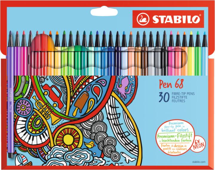 STABILO Pen 68 Cardboard Wallet marcatore Medio Multicolore 30 pz