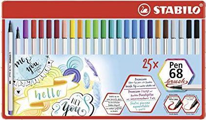 STABILO Pen 68 brush marcatore Multicolore 25 pz