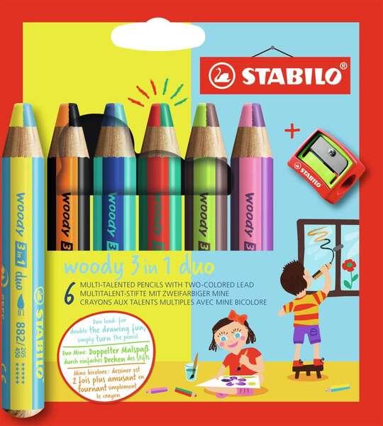 STABILO woody 3 in 1 duo Multicolore 6 pz