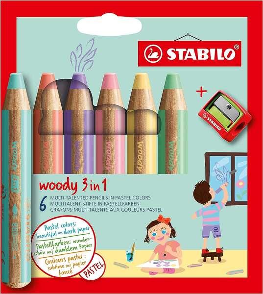 STABILO woody 3 in 1 Colori assortiti 6 pz