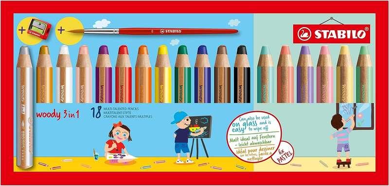 STABILO woody 3 in 1 Multicolore 18 pz