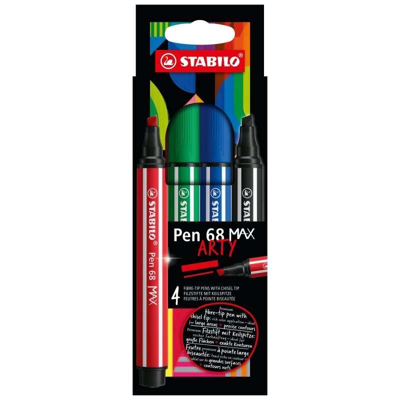 STABILO Pen 68 MAX marcatore Nero Blu Rosso 4 pz