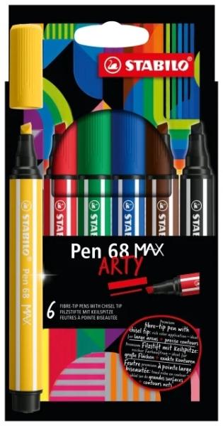 STABILO Pen 68 MAX marcatore Nero Blu Marrone Verde Rosso Giallo 6 pz