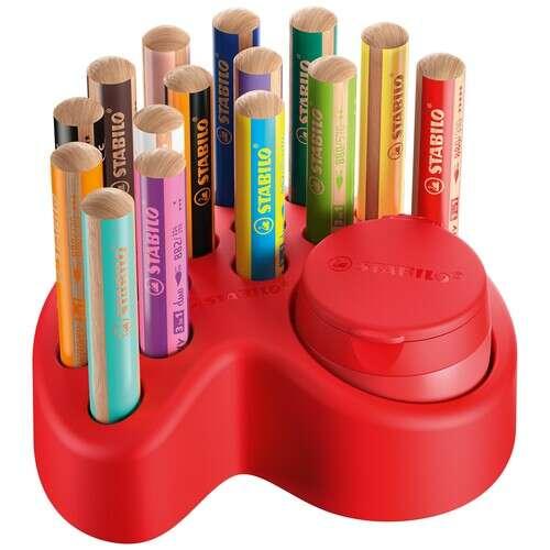 Stabilo Woody 3 in 1 Set da Tavola 15 Matite Colorate Temperamatite con Contenitore - 10x Woody 3 in 1 2x Woody 3 in 1 Pastell