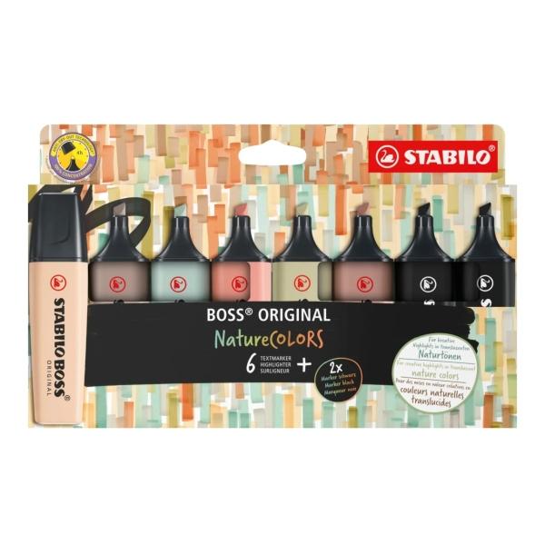 STABILO BOSS NatureColors evidenziatore 6 pz Punta smussata Nero Bronzo Verde Grigio Verde chiaro