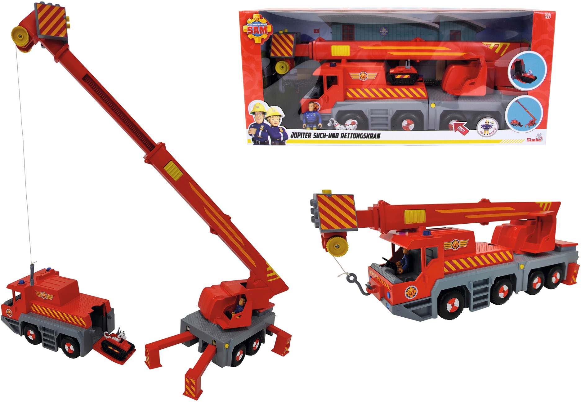 Feuerwehrmann Sam 2-in-1 Rettungskran rot gelb