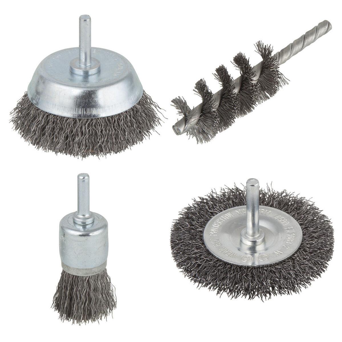 Wolfcraft 2133000 set spazzole metalliche 4 pezzi, multi