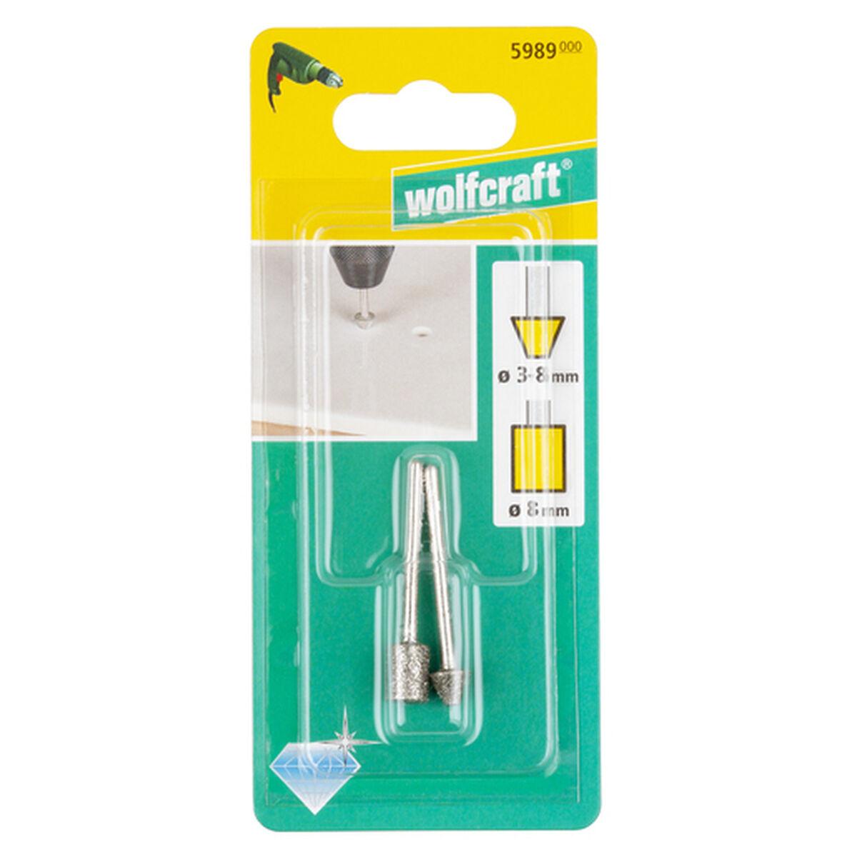 Wolfcraft 5989000 set di mole diamantate, cilindriche e coniche, 2 pezzi