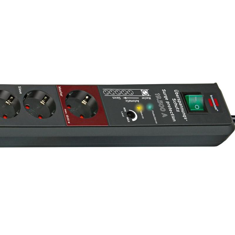 Secure-Tec 19.500A 6 AC - outlet[s] Anthracite 3 m - 6-way, 3500W, 3m, Anthracite - Warranty: 12M