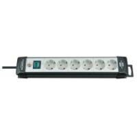 POWER STRIP WITH SWITCH 6-WAY - BLACK WHITE