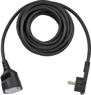Brennenstuhl H05VV-F3G1.5 prolunghe e multiple 5 m 1 presae AC Interno Nero (EXTENSION CABLE WITH ANGLED - FLAT PLUG 5M)