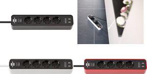 SOCKET STRIP WITH SWITCH 4-WAY - WHITE ECOLOR 15M BLACK PROTECTIV