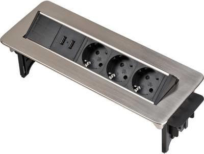 Brennenstuhl Indesk Power Caricatore USB da tavolo multipresa a 3 vie con 2 USB-A