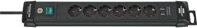 Brennenstuhl Premium Line 6 volte nero 3 m con 2 prese di ricarica USB-A