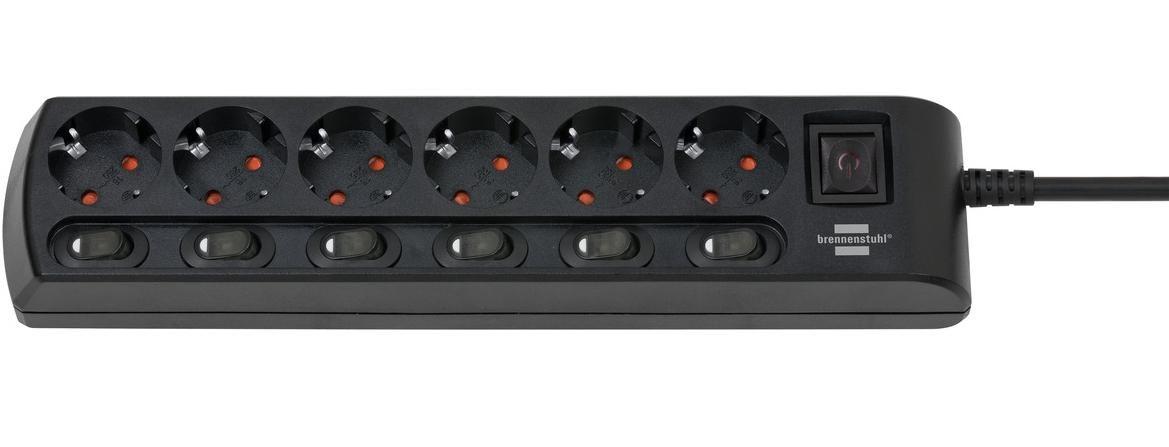 Presa multipla Brennenstuhl commutabile individualmente a 6 vie 2m nera