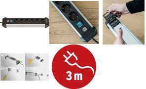 Brennenstuhl Multipresa Premium Alu-Line a 6 vie 3m H05VV-F 3G1.5