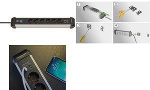 Ciabatta Brennenstuhl Premium Alu-Line a 6 vie con 2 prese di ricarica USB-A da 3 m